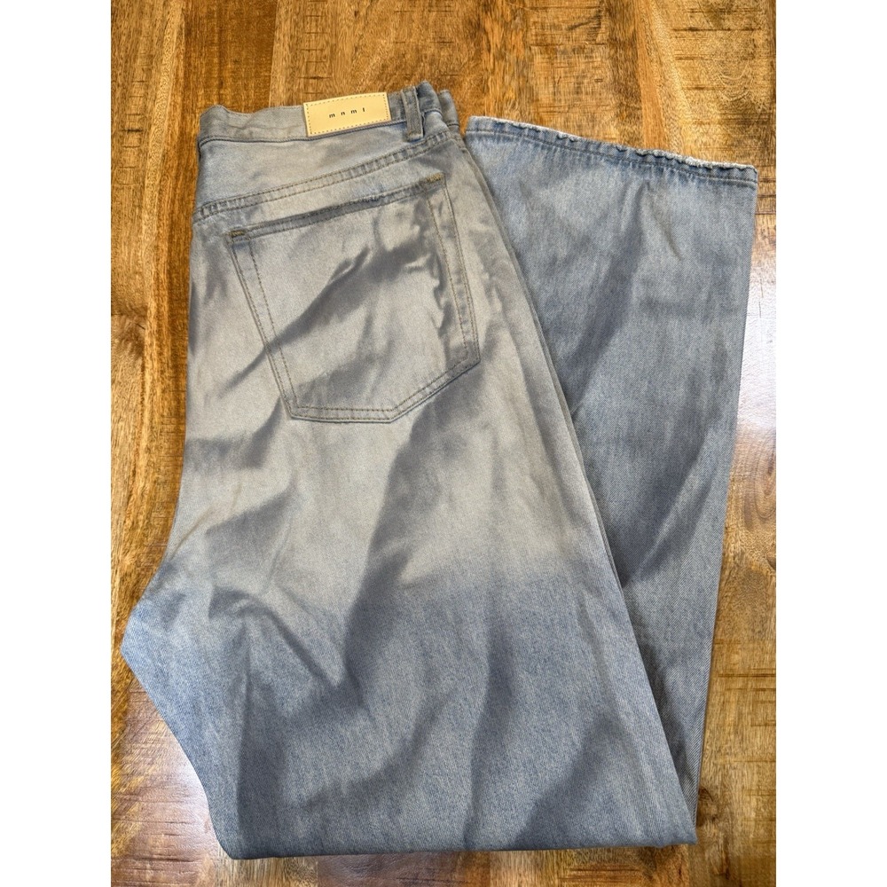 NWT MNML Jeans Mens 34 Blue Gray Acid Wash Baggy Wide Leg Denim Streetwear